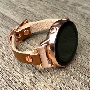Rose Gold Brown Leather Band for Galaxy Watch 42mm